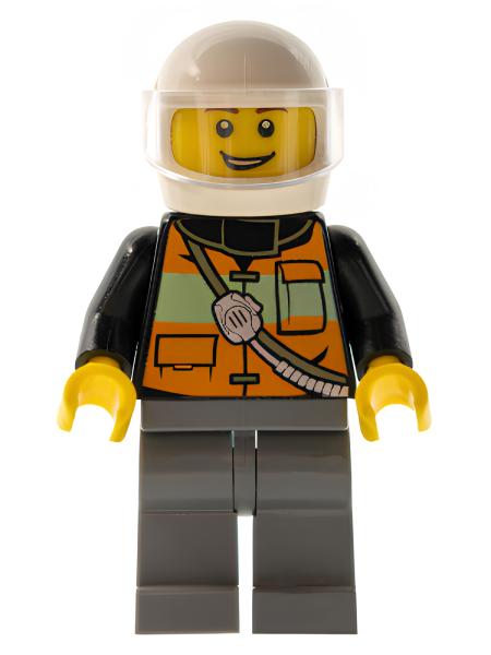 Минифигурка Lego Fire - Reflective Stripe Vest with Pockets and Shoulder Strap,White Helmet, Brown Eyebrows cty0587